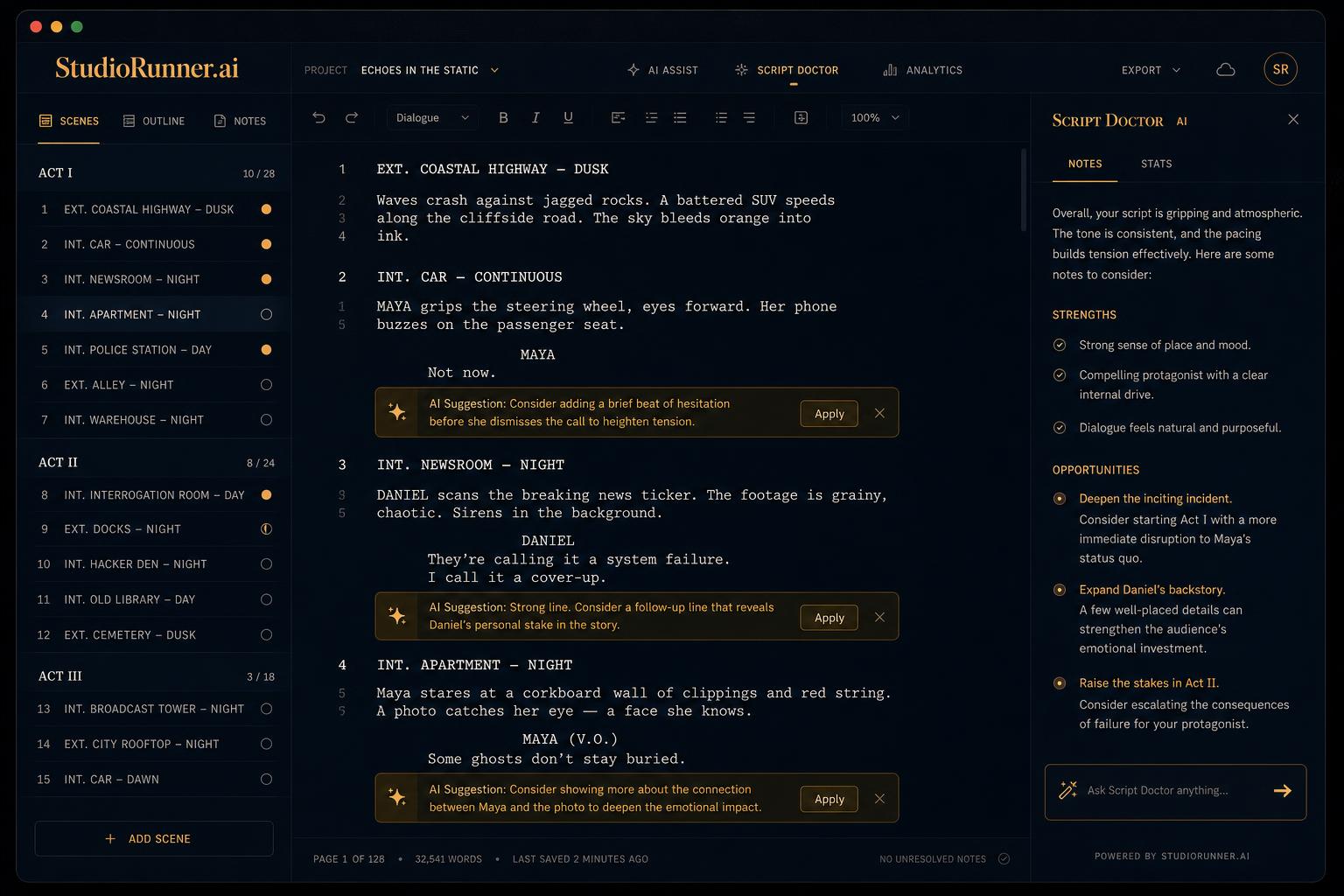 Screenplay Editor × Script Doctor