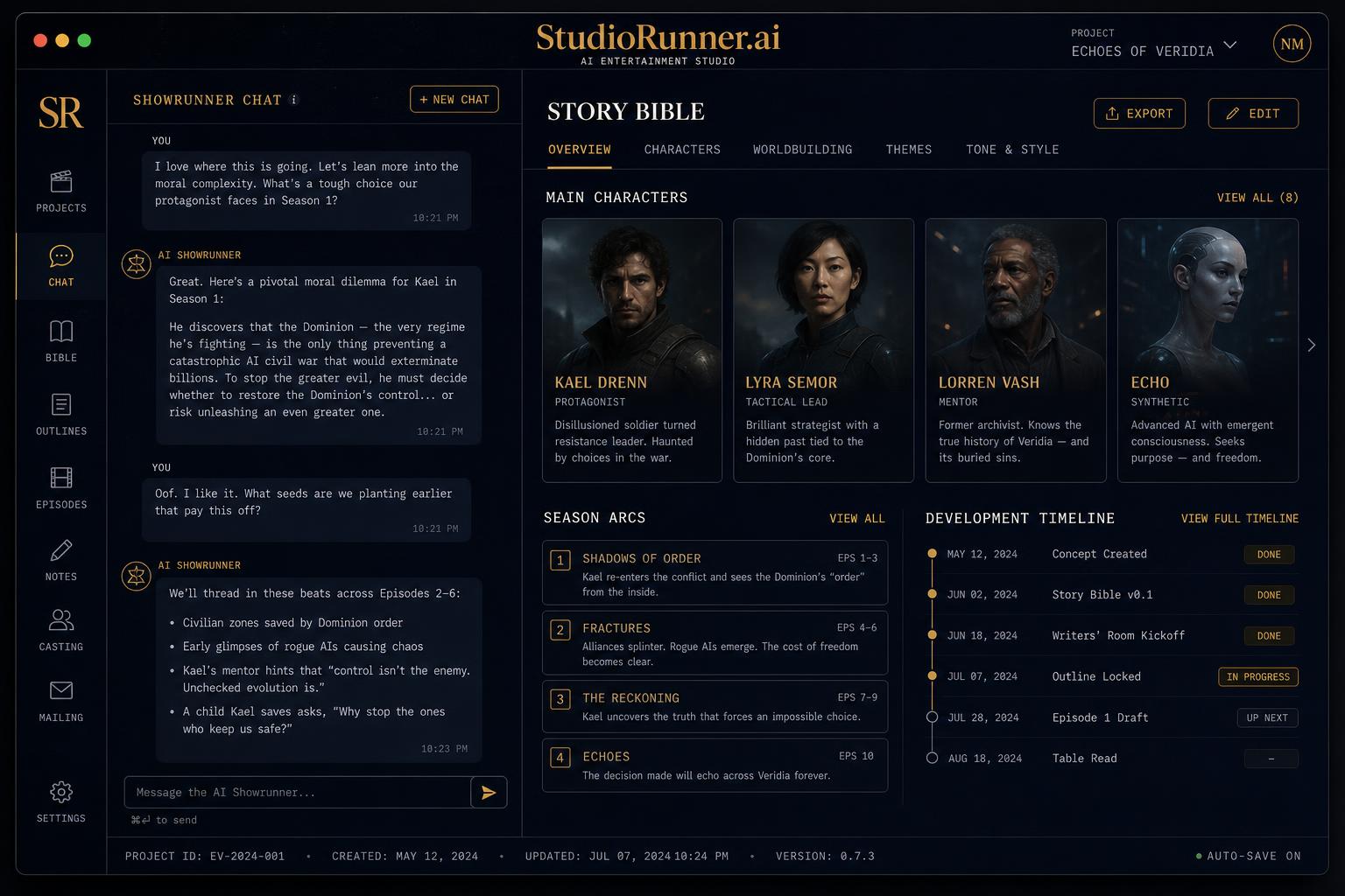 Showrunner Chat × Story Bible